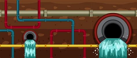 City Underground Pipe Drain Systems 373715 Vector Art at Vecteezy