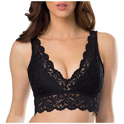 Femmes Lace Solid Vest Crop Wire Free Bra Lingerie Sexy V Neck