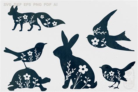 Floral Animal Bundle Svg 14 Svg Files 820146 Paper Cutting