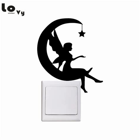 Sticker Interrupteur F E Lune Sticker Mural Silhouette Croissant De