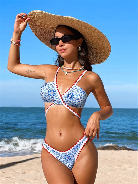 Bikinx Conjunto De Bikini Con Estampado Floral Sujetador Cruzado Con