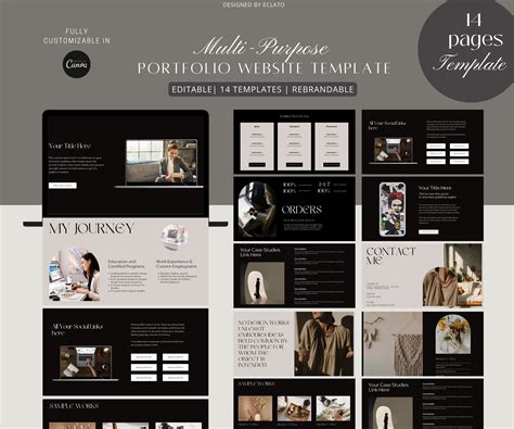 Portfolio Website Template Canva Template Website Canva Template Social ...