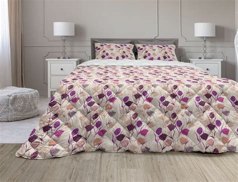 Floral Comforter And Sham Bedding Set Silhouette Pastel Colored Spring