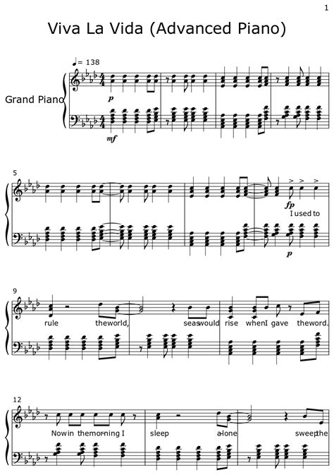 Viva La Vida (Advanced Piano) - Sheet music for Piano