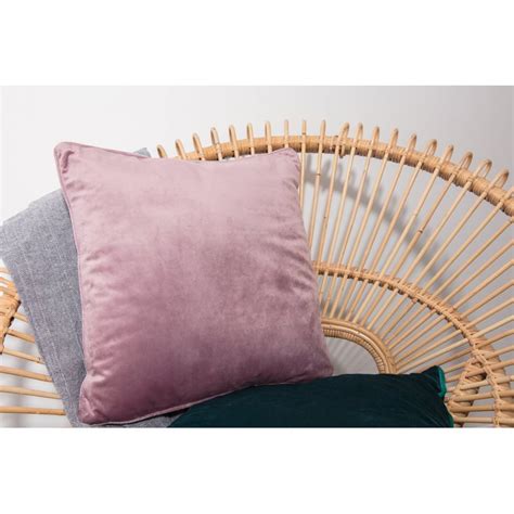 Housse de Coussin 40 x 40 cm Effet Velours Déhoussable Vieux Rose