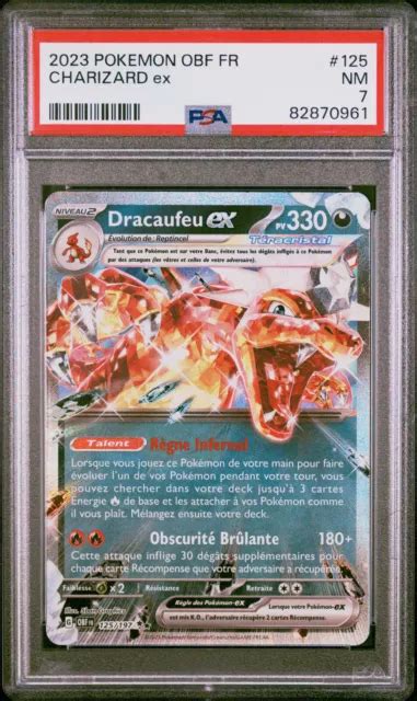 CARTE POKEMON GRADÉE Dracaufeu Charizard Ex 125 197 PSA 7 Flammes