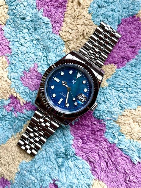 Blue Pearl 39mm Seiko Mod Montres Pour Hommes Cadeau Pour Lui Montre Homme Cadeau Danniversaire