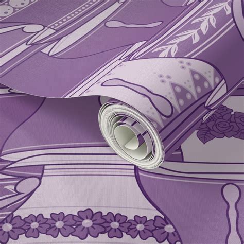 Teacup Tessellation Lavender Wallpaper Spoonflower