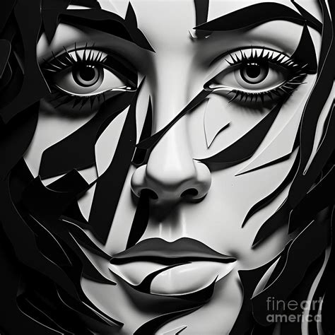 Abstract black and white face Digital Art by Lori Stewart - Fine Art America