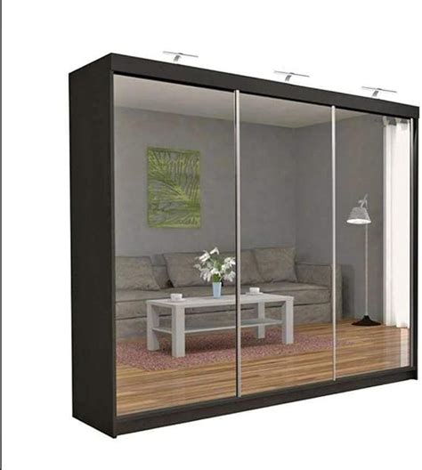 Milan Modern Double Full Mirror Sliding Door Wardrobe With 2 Led Light