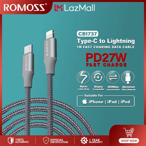 Romoss Cb M Type C To Lightning Cable Upgraded Pd W Fast Charge