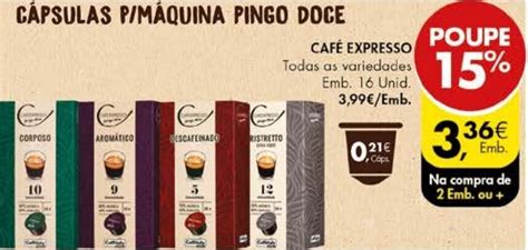 Promoção Cápsulas Pmáquina Pingo Doce Café Expresso 16 Unid Em Pingo Doce