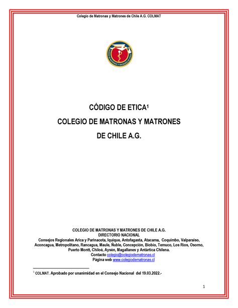 CÓDIGO DE Etica Colmat revisado 19 03 22 1 CDIGO DE ETICA 1 COLEGIO