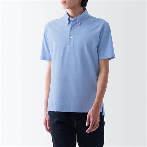 ÁO POLO VẢI PIQUE COOL TOUCH CỔ CÀI NÚT NAM XL XANH XÁM MUJI