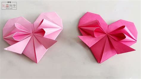 Origami Heart With Bow Easy Paper Heart Bow Tutorial Diy Youtube