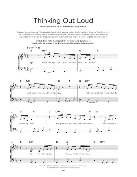 Thinking Out Loud By Ed Sheeran Sheet Music For Really Easy Piano At