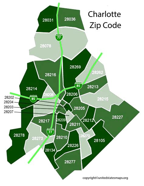 Charlotte Zip Code Map Map Of Charlotte With Zip Codes