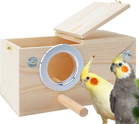 Parakeet Nest Box 2Pcs Bird House Budgie Wood Breeding Box For