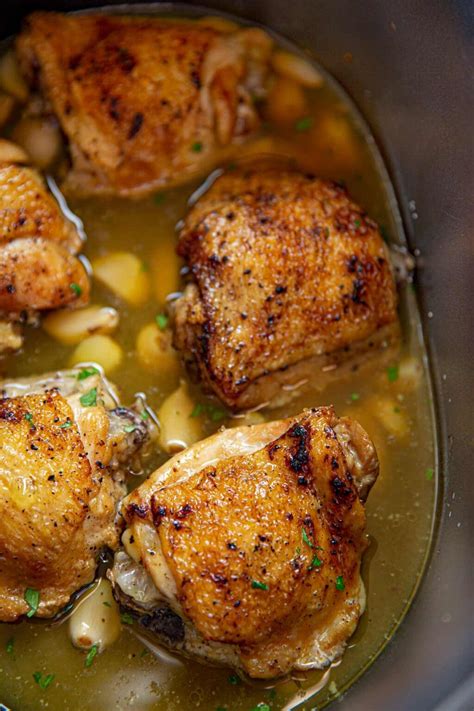 Slow Cooker Clove Of Garlic Chicken Recipe Dinner Then Dessert