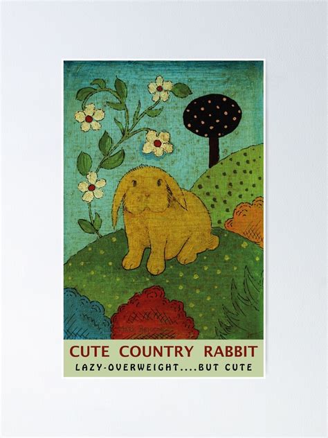 Folk Art Rabbit Naive Art Painting Of Bunny Poster For Sale By Artworkbox Redbubble