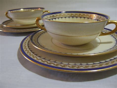 Vintage 1932 Lenox China With Gold Trim Pair Soup Bowls