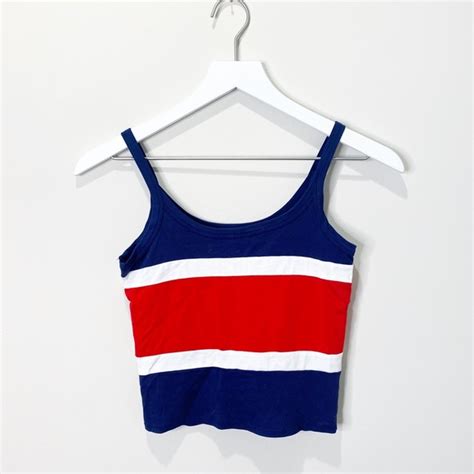 Heart And Hips Tops Heart Hips Red White Blue Striped Scooped Tank