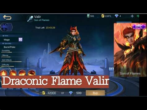 Valir Draconic Flame Epic Skin Script MOBILE LEGEND S YouTube