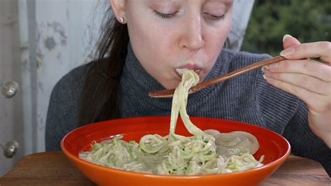 Asmr Whisper Eating Sounds Pasta With Creamy Cheesy Sauce Mukbang