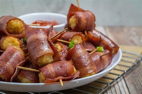 Bacon Wrapped Tater Tots Dishing Delish