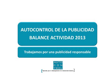 Autocontrol De La Publicidad Balance Actividad