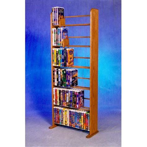 Wood Shed Solid Oak 6 Row Dowel Vhs Rack Clamshell Disney Style