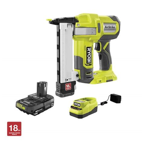 Ryobi One 18v 18 Gauge Cordless Airstrike Narrow Crown Stapler Kit