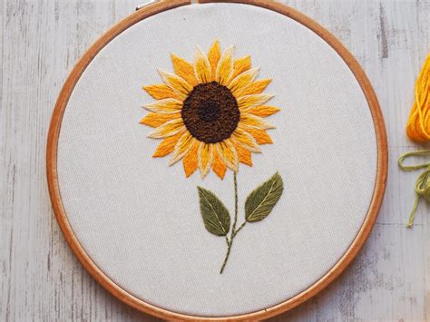 Cómo bordar un girasol Muy fácil Bordados a Mano