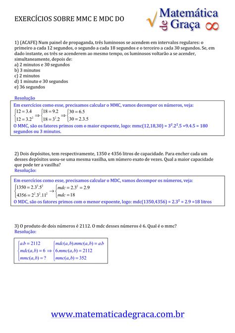 Mmc E Mdc Exercícios Pdf