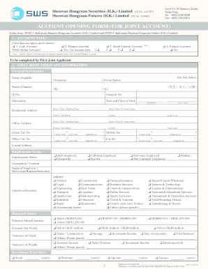 Fillable Online ACCOUNT OPENING FORM FOR JOINT ACCOUNT Fax Email