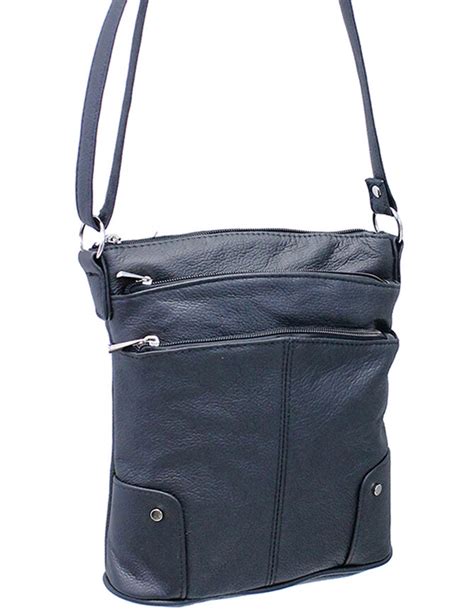 Tall Black Leather Cross Body Purse #P0110K - Jamin Leather®