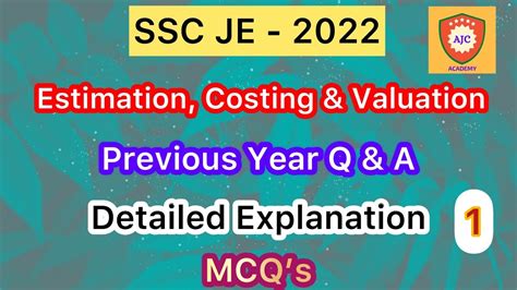 SSC JE 2022 Estimation Costing Valuation PYQ A Detailed