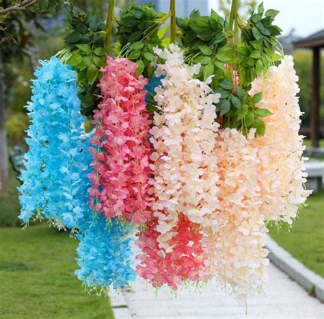 12pcs Flower Cascades Artificial Wisteria Flowers Bushy Silk Etsy