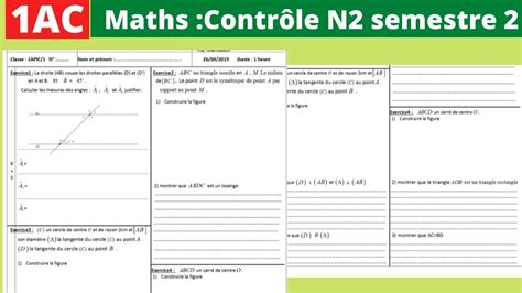 Maths Biof Contr Le Continue N Semestre Re Ann E Coll Ge