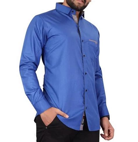 Plain Men Dark Blue Cotton Shirt Casual Full Sleeves At Rs 495 In