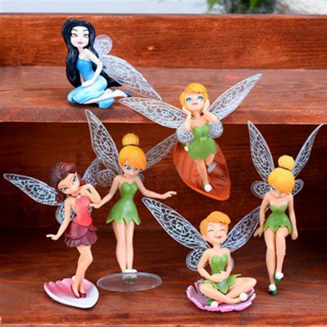 6pcs Disney Princess Tinkerbell Fairy Action Figure Fairies Cake Topper