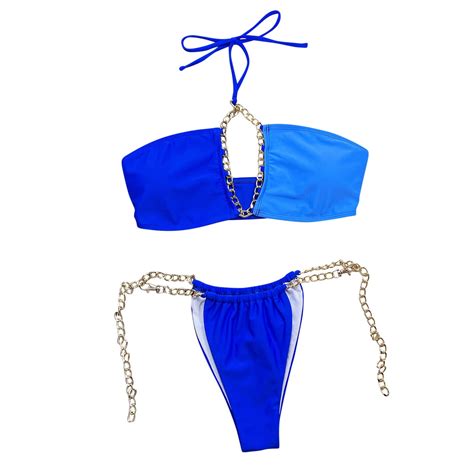 Women Tie Front Bikini Set Ribbed High Cut Two Piece Swimsuit Bathing