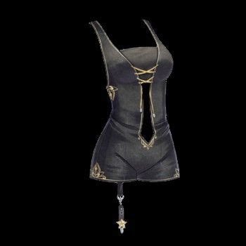 A Woman S Corset Is Shown In Black Leather With Gold Details On It