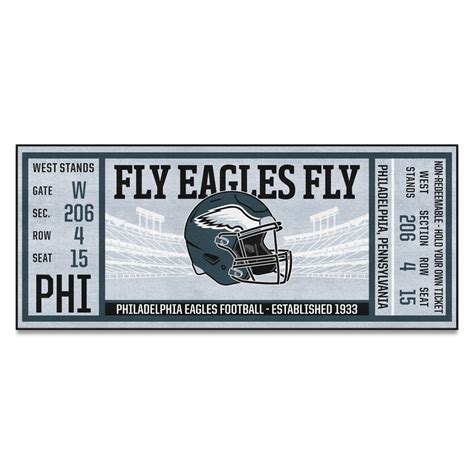 30" x 72" Gray & Black NFL Philadelphia Eagles Ticket Mat Area Rug ...