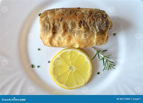 Fried Hake Fish On The Plate Stock Image Image Of Piece