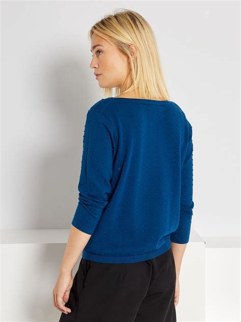 Pull Maille Textur E Bleu Kiabi