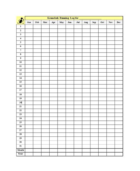 Printable Walking Log Sheet