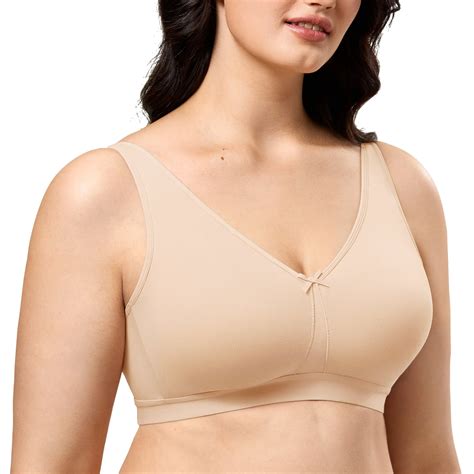 Delimira Womens Wireless Plus Size Bra Cotton Support Comfort Unlined