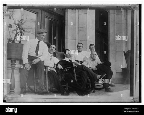 Six Cleveland Ball Players Seated On Porch Stock Photo Alamy