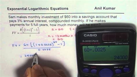 Calculate Future Value Of Monthly Investment Of 60 For 5 Years Youtube